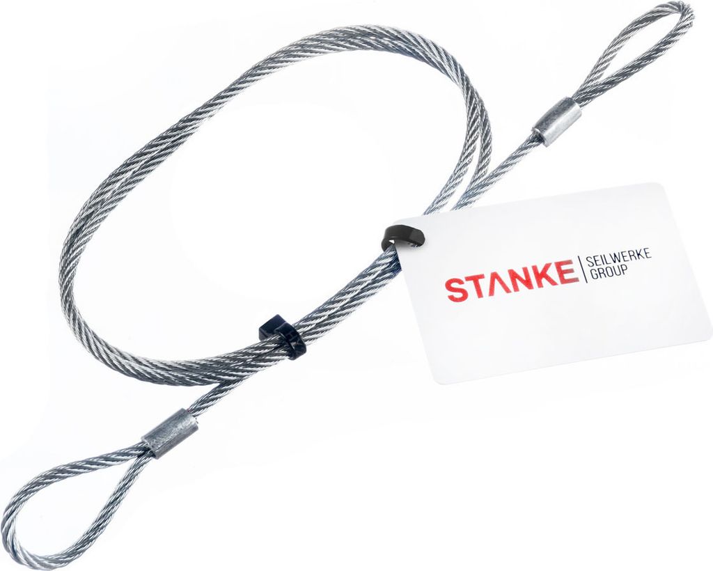 Seilwerk STANKE Drahtseil verzinkt mit Öse, Forstseil mit Schlaufe Anschlagseil 10 mm 6x19, Länge 1 m