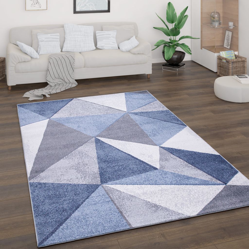 Teppich Wohnzimmer Kurzflor Vintage Abstrakt Modern Geometrisch Rautenmuster Grösse 240x340 cm