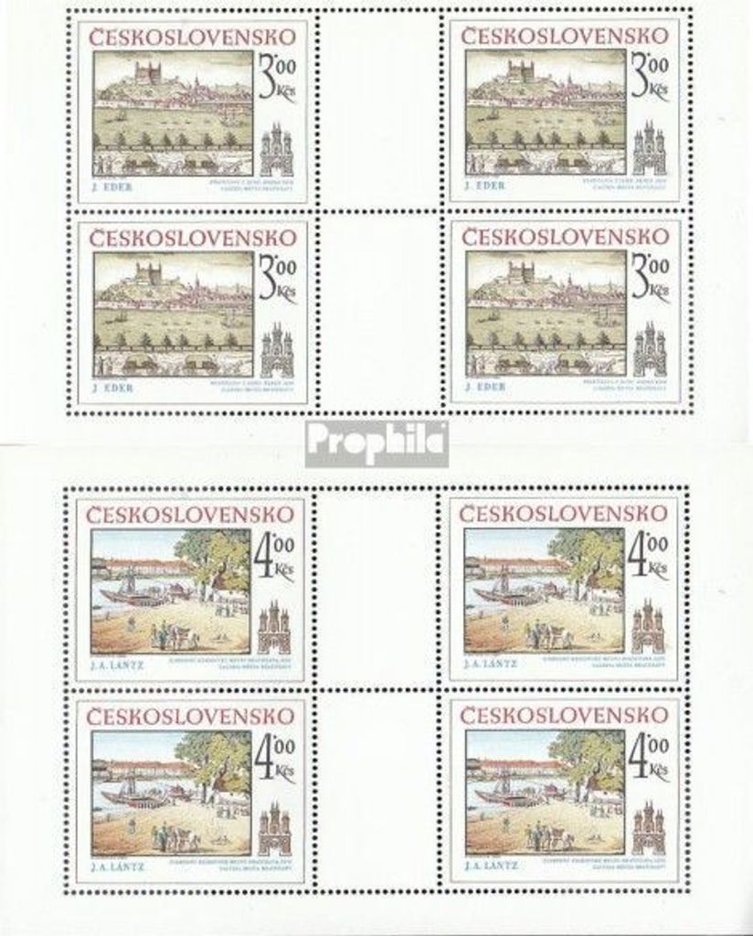 Briefmarken Tschechoslowakei 1980 Mi 2586-2587 Kleinbögen (kompl.Ausg.) postfrisch Preßburg