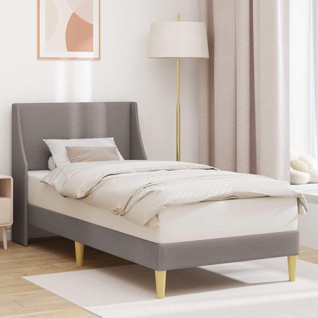 CLOIRS@ Bettrahmen für Erwachsene/Kinder - moderne-desgin - mit Kopfteil Taupe 100x200 cm Stoff