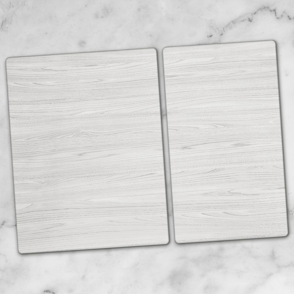 Glas-Herdabdeckplatten Glaskeramikkochfeld-Abdeckung Spritzschutz Glas 70x52 Weiß Holzplatte