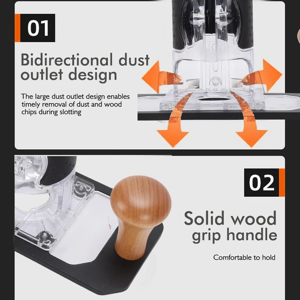 Base défonceuse 65mm anti-éclat avec plaque réversible et capot clair - 17