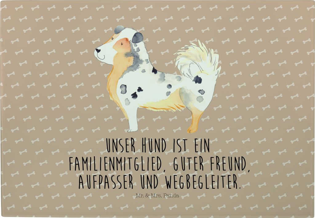 Mr. & Mrs. Panda Servierplatte Hund Australien Shepherd - Hundeglück - Geschenk, Sprüche, Familie, Schneidebrett, Glas-Schneidebrett, Vesperplatt...
