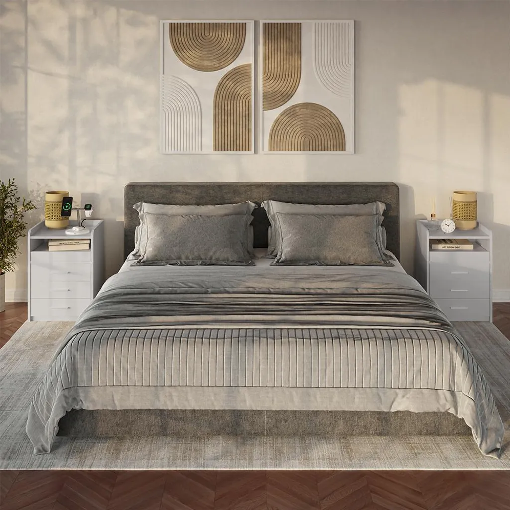 Table de Nuit pour Chambre Parentale Vicco Edis 57746 Blanche Lot de 2 Unités - 6