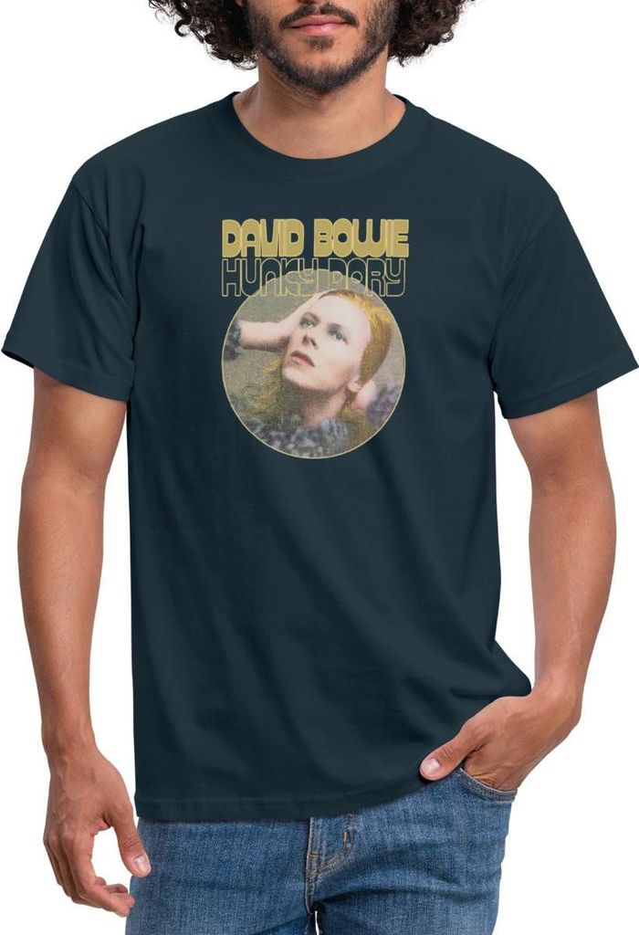Spreadshirt David Bowie Hunky Dory Album Cover Männer T-Shirt, XL, Navy