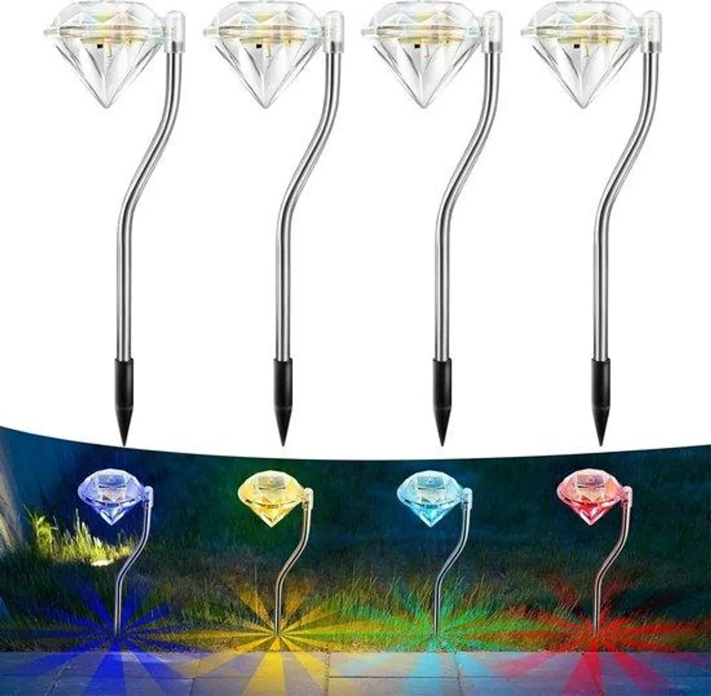 Balise solaire diamant étanche IP65 pour décoration extérieure lot 4