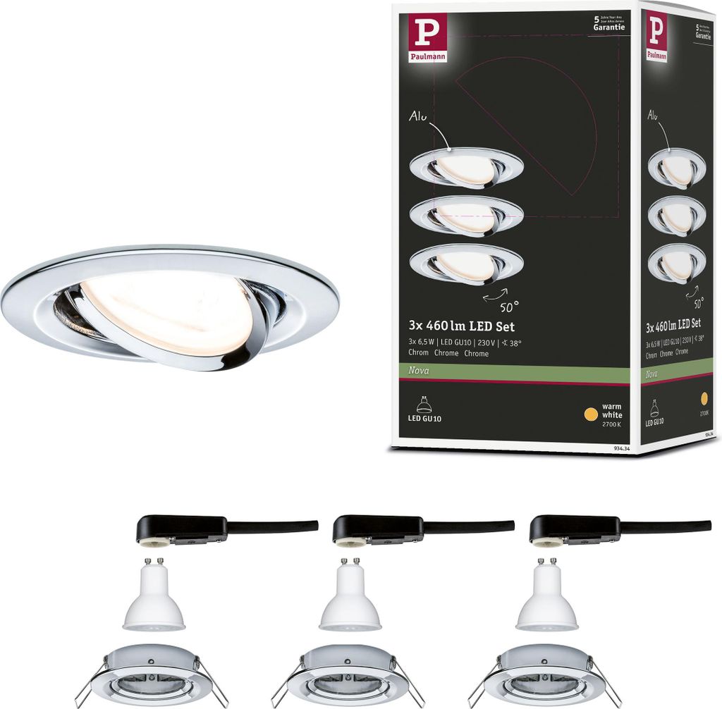 Paulmann LED Einbauleuchte Nova Basisset schwenkbar Produktbild 