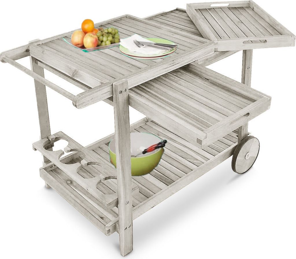 Servierwagen Garten Holz Grillwagen Outdoor Grilltisch Produktbild 