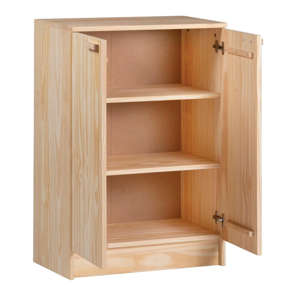 Buffet bas Vita en bois massif de pin - Meuble de rangement à portes