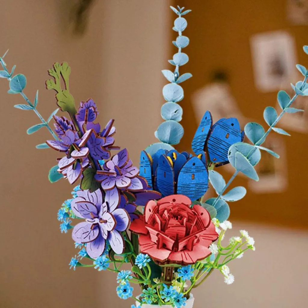 fun4kid Kit di costruzione bouquet di fiori, set di blocchi di, bouquet di rose