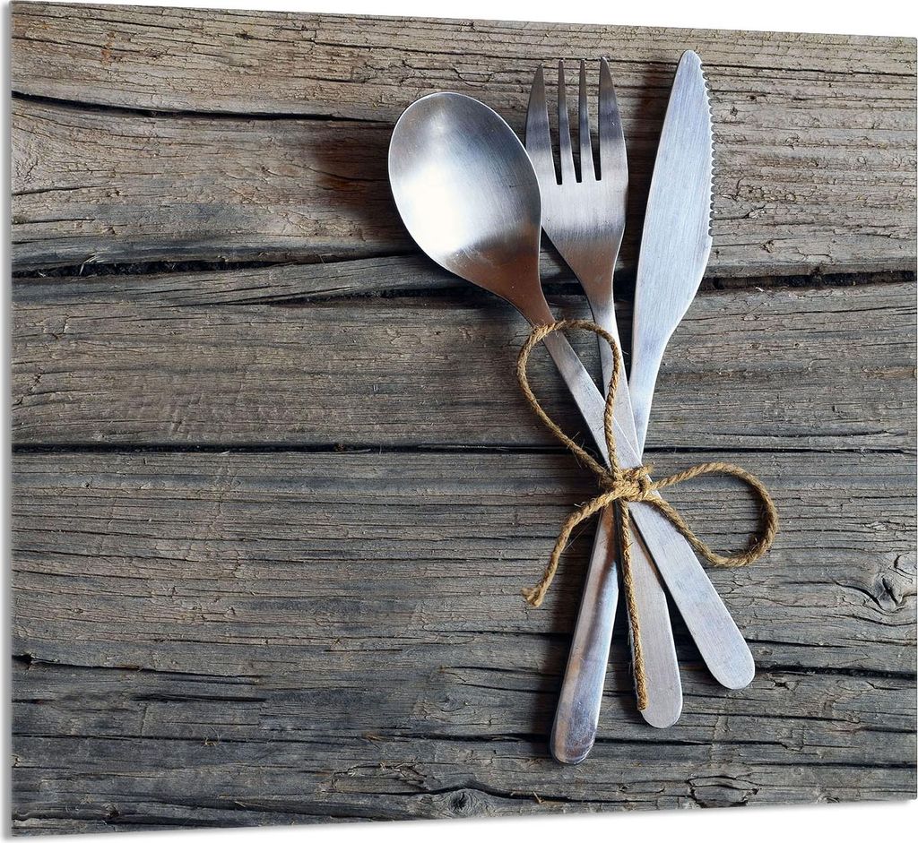 GLASPLATTE FÜR KÜCHE 65x60 Besteck