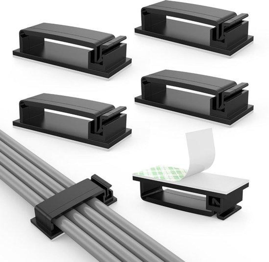 Selbstklebender Kabelhalter - Kabelmanagement - 50 Stück - Kunststoff - 45x18x14 mm