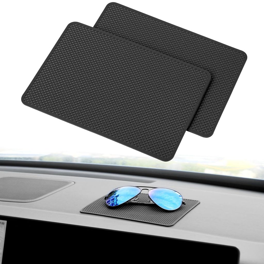 Set mit 2 universellen Antirutschmatten für das Armaturenbrett im Auto, 18x13 cm Silikon-Antirutschmatte mit Kleberückseite für Handy, Schlüsse...