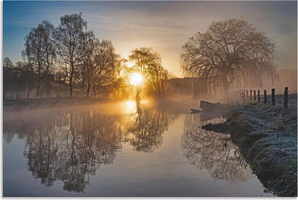 ARTland Wandbild Alu für Innen & Outdoor Mystischer Morgen an der Trave Größe: 30x20 cm
