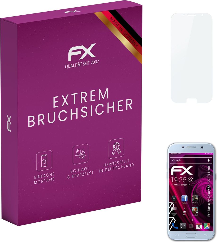 atFoliX FX-Hybrid-Glass Displayfolie kompatibel mit Samsung Galaxy A5 (2017) Front Glasfolie