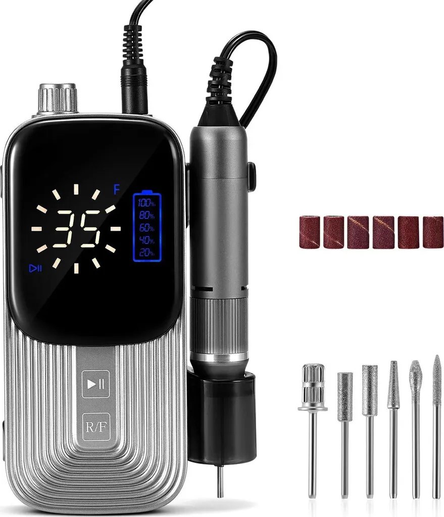 Ponceuse pour ongles en gel kit complet avec forets et batterie intégrée