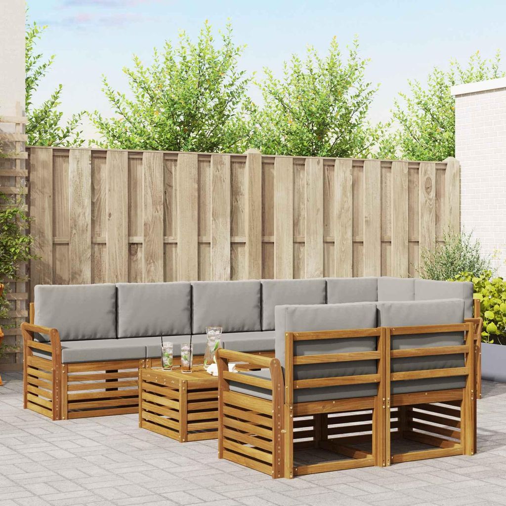 "Neues Produkt" Sofagarnituren - CLORIS - Terrassen-Sofa - 9 pcs - Natürlich und Hellgrau Massivholz Akazie - Modern Gartensofas V2040