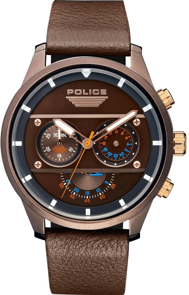 Police Armbanduhr Herrenuhr Lederarmband braun PL15411JSBN.12