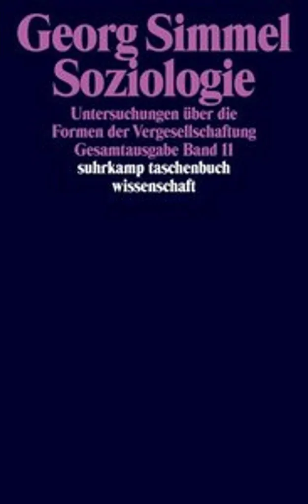 Simmel Sociologie Volume 11 Édition Intégrale Suhrkamp Texte Original