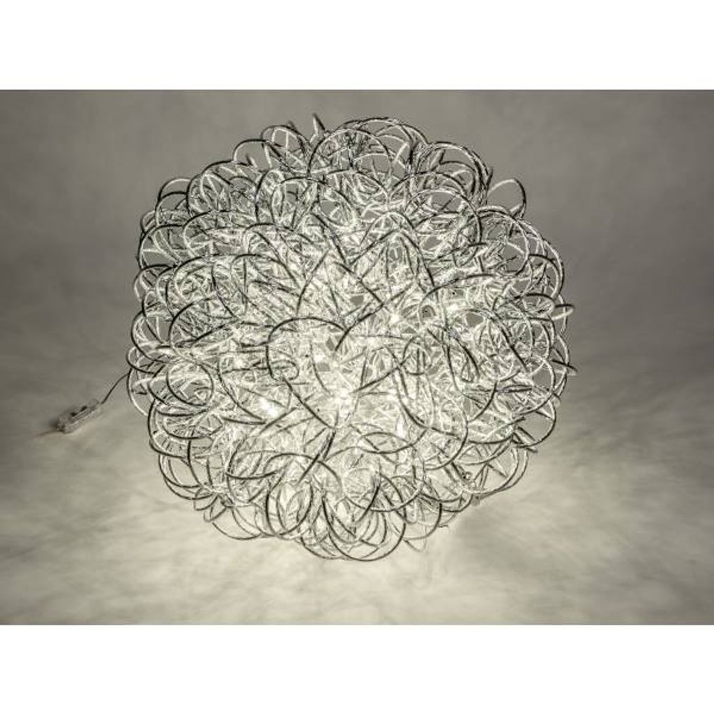 Türkranz aus Drahtgeflecht silberfarben mit LED Lichterkette in warmweiss 