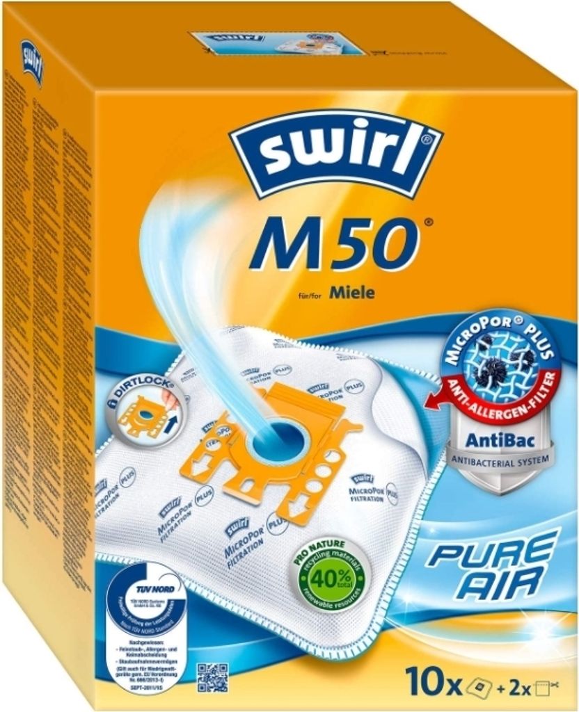 Swirl M50, Staubsaugerbeutel mit Anti-Allergen-Filter, 10 Stück