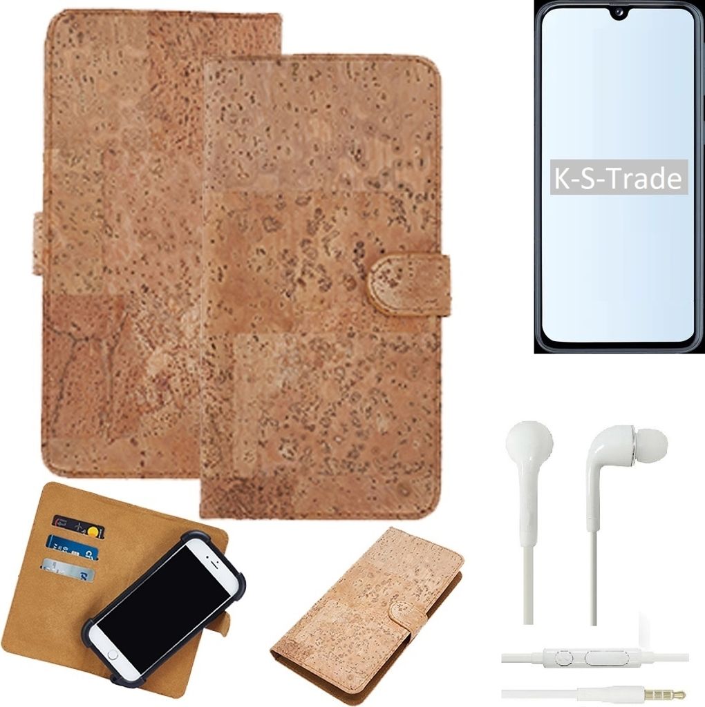 K-S-Trade Hülle kompatibel mit Samsung Galaxy S10 5G + in ear Kopfhörer Kork Handyhülle Cover Schutzhülle TPU Case Bumper in Hellbraun, (1x)