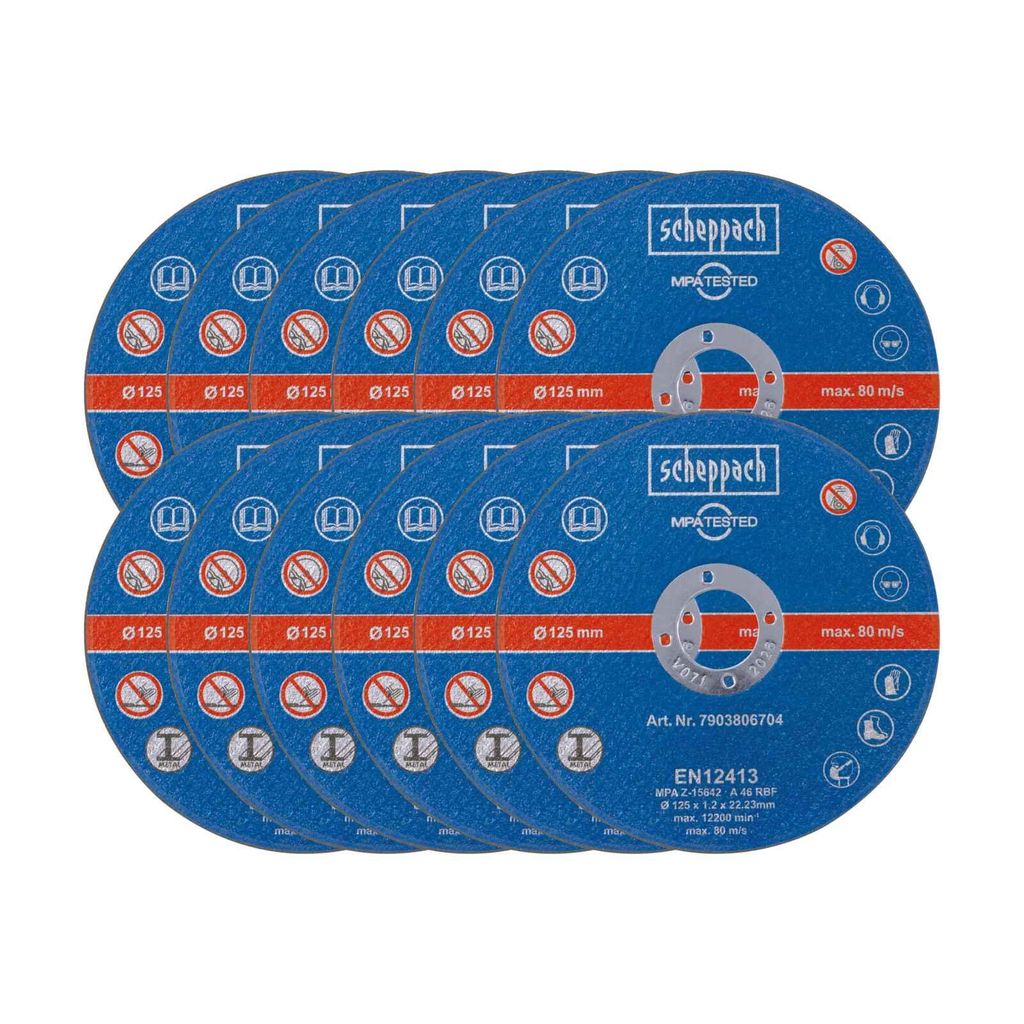 Sada řezacích kotoučů Scheppach, 12 kusů, Ø 125 x 1,2 x Obrázek produktu 