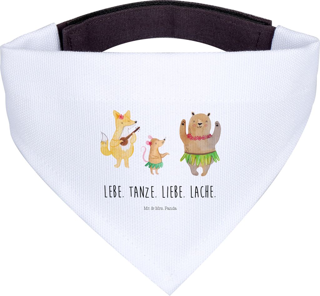 Mr. & Mrs. Panda Hundehalstuch Waldtiere Aloha - Weiß - Geschenk, Lachen, Musik, Lustige Sprüche, Tanzen, Halstuch Hund, Für Hunde, Hunde-Bandan...