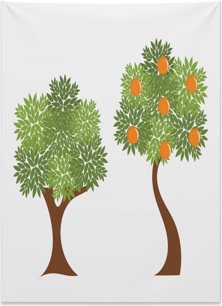 Abakuhaus grün orange Wandteppich, Bäume mit Blättern aus Weiches Mikrofaser Stoff Kein Verblassen Klare Farben Waschbar, 110 x 150 cm, Grün br...