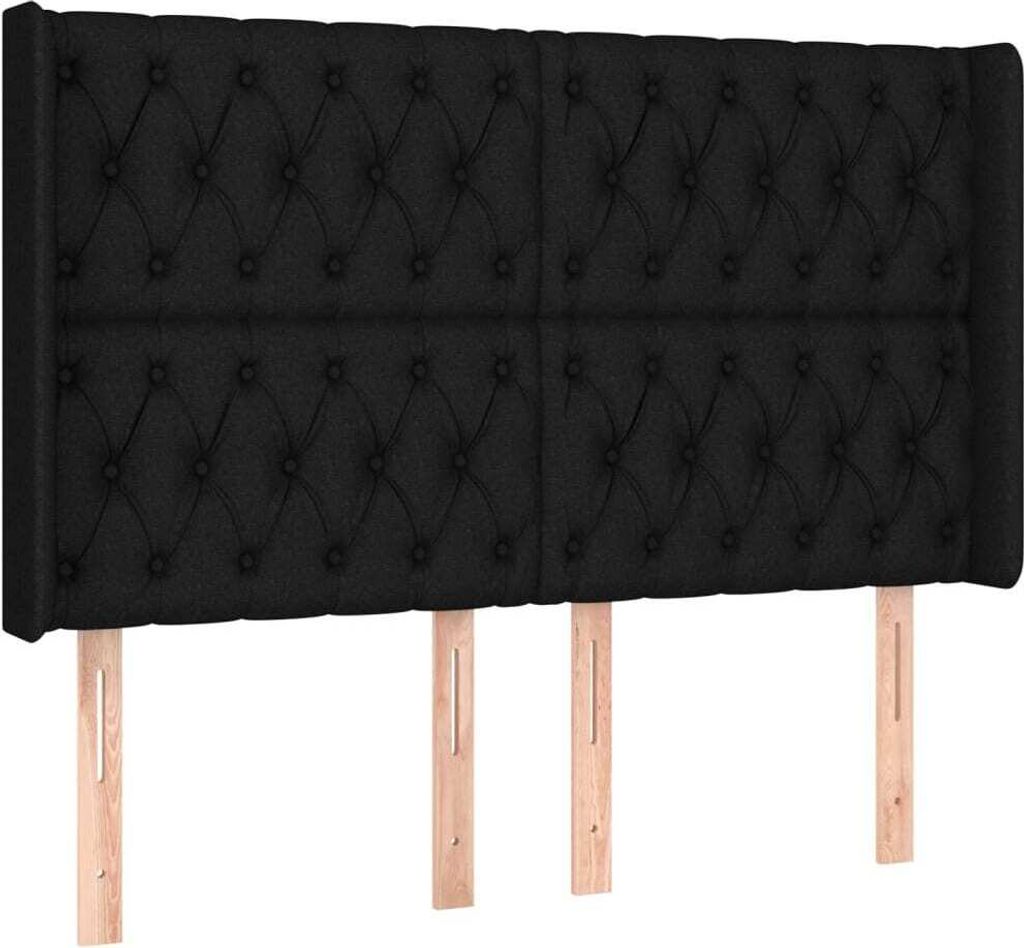 vidaXL Kopfteil mit Ohren Schwarz 163x16x118/128 cm Stoff