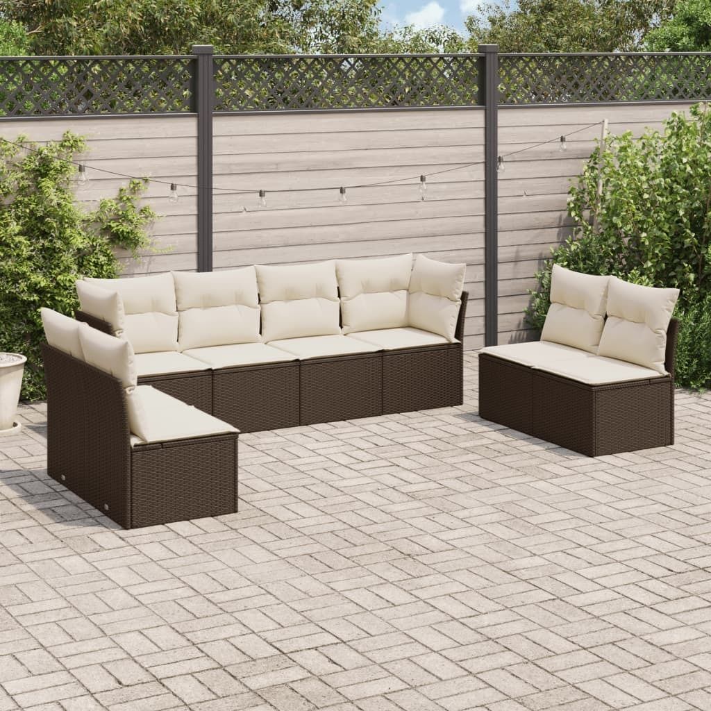 Maison Exclusive - 8-tlg. Garten-Sofagarnitur mit Kissen Braun Poly Rattan