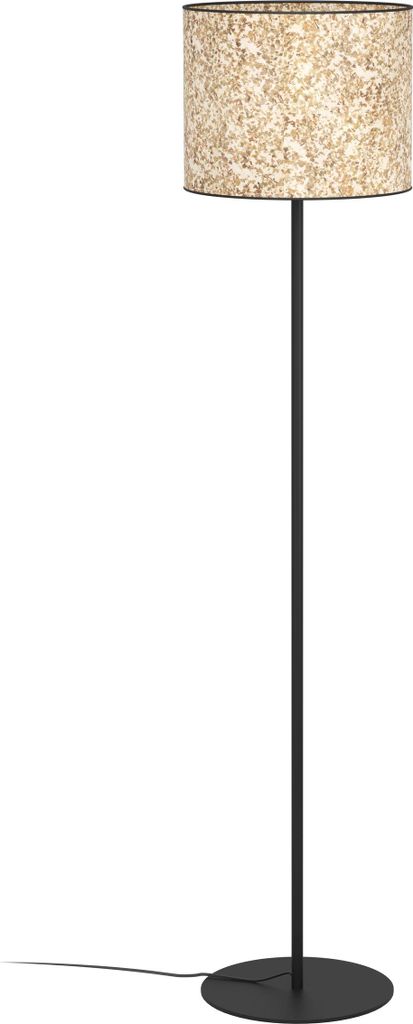 EGLO Stehlampe Butterburn, Eck Standleuchte mit Birken-Blättern, Stehleuchte aus Metall in Schwarz und Textil in Beige, Lampe, E27 Fassung, 162 cm