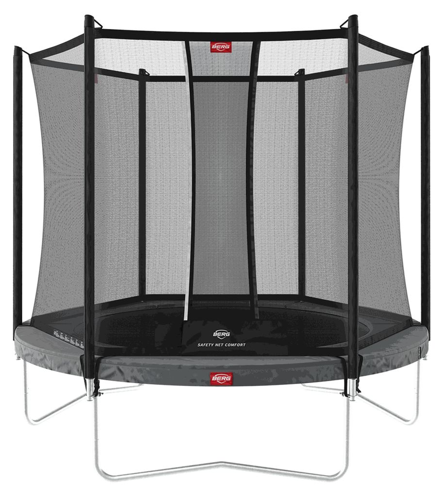 BERG Trampolin Favorit Regular 200 + Sicherheitsnetz Comfort Stahlrahmen Grau