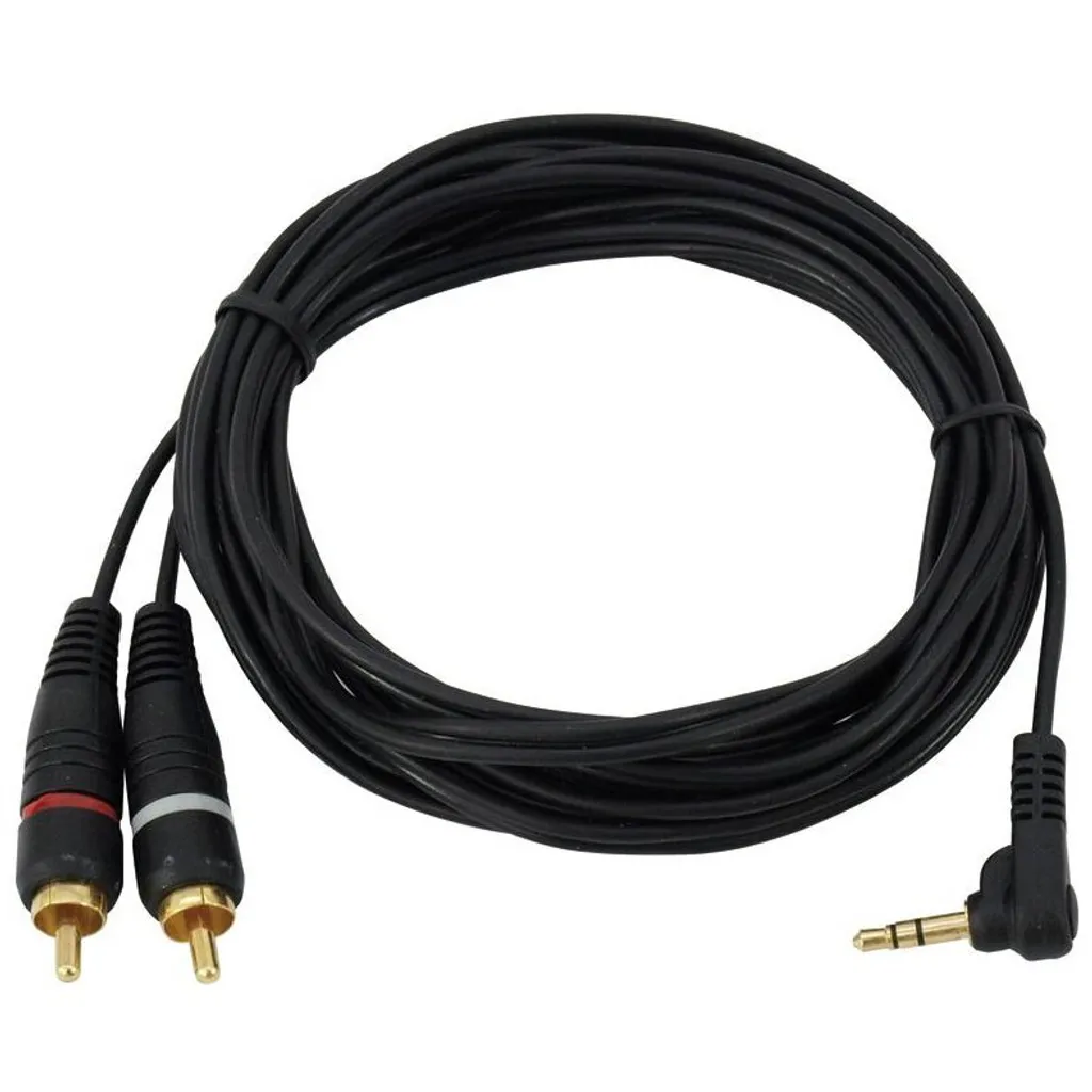 Adaptateur OMNITRONIC Jack Coudé 90° et 2 RCA Stéréo Blindé de 1,5m - 2