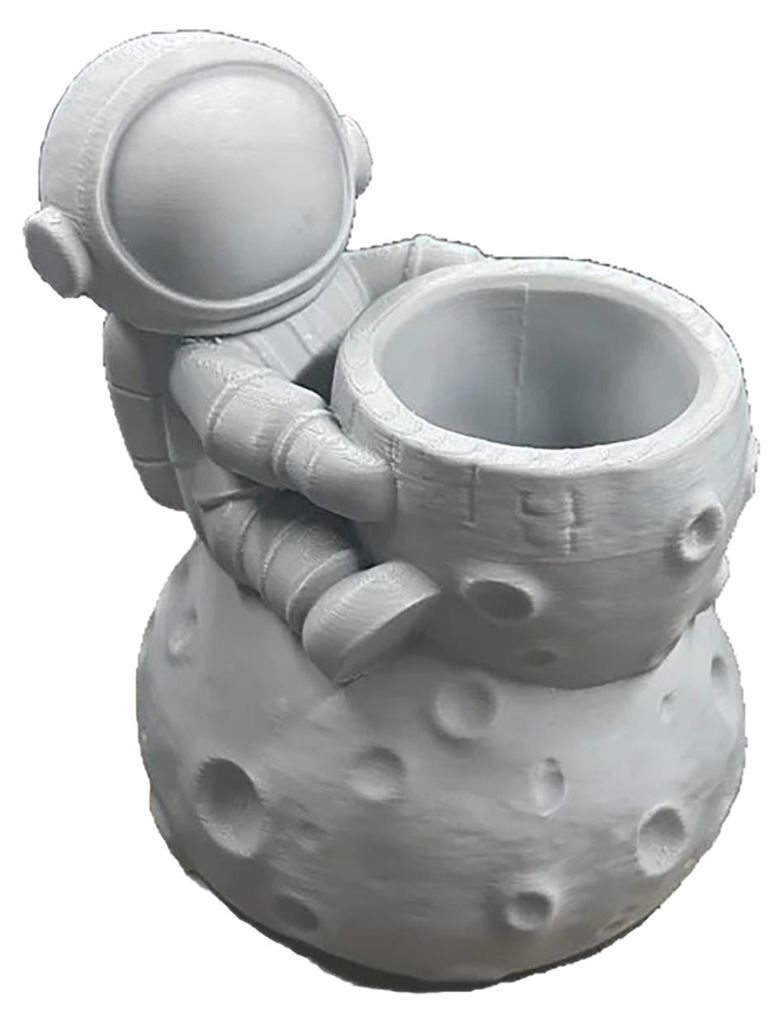 3D-gedruckter Astronauten-Stiftehalter mit Mondbasis, niedlicher Schreibtisch-Organizer im Weltraum-Design für Kinder, großer Stiftebecher mit B...