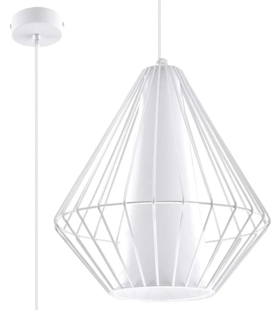 Éclairage Bureau à Domicile : Suspension Blanche Demi en Acier 28x28