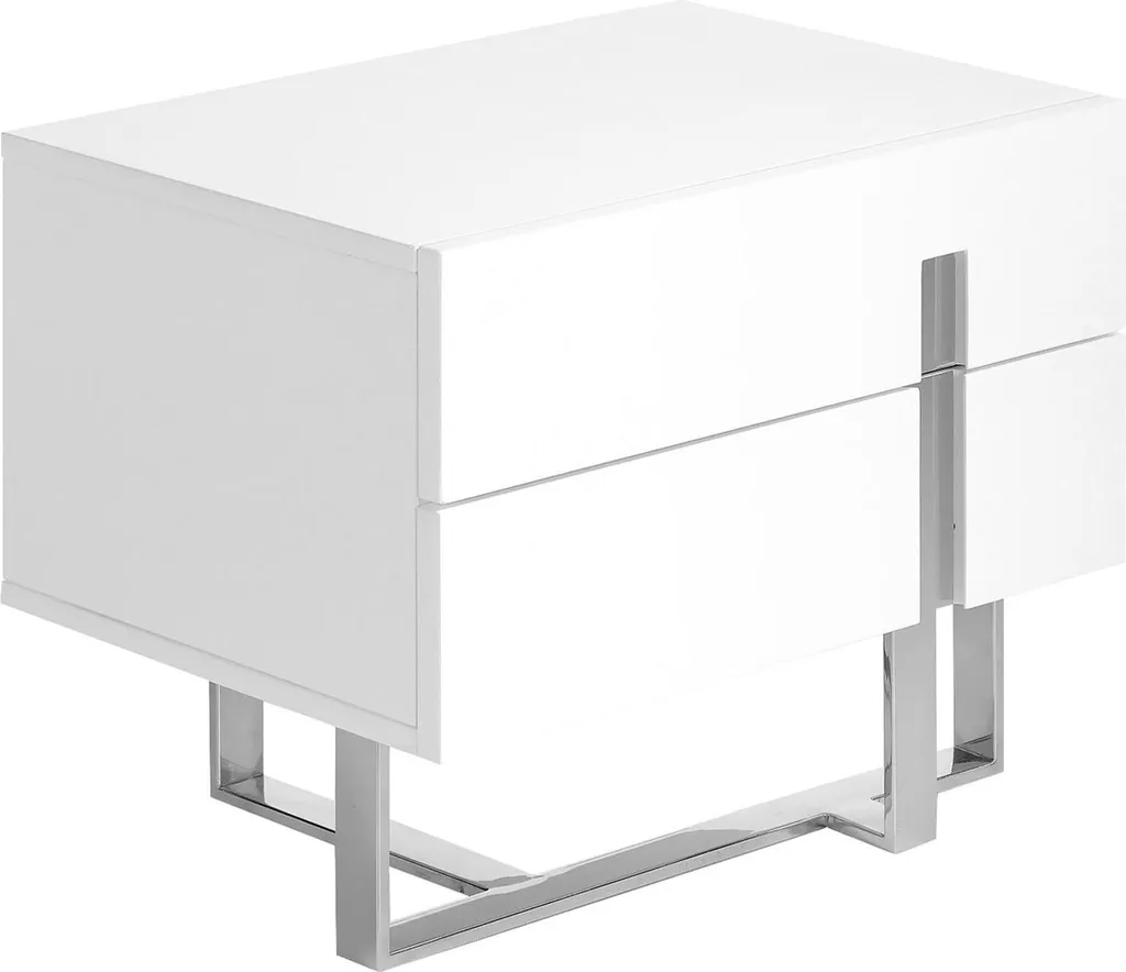 Table de nuit 7003 bois blanc et acier chromé 50cm Angel Cerdá Luxe