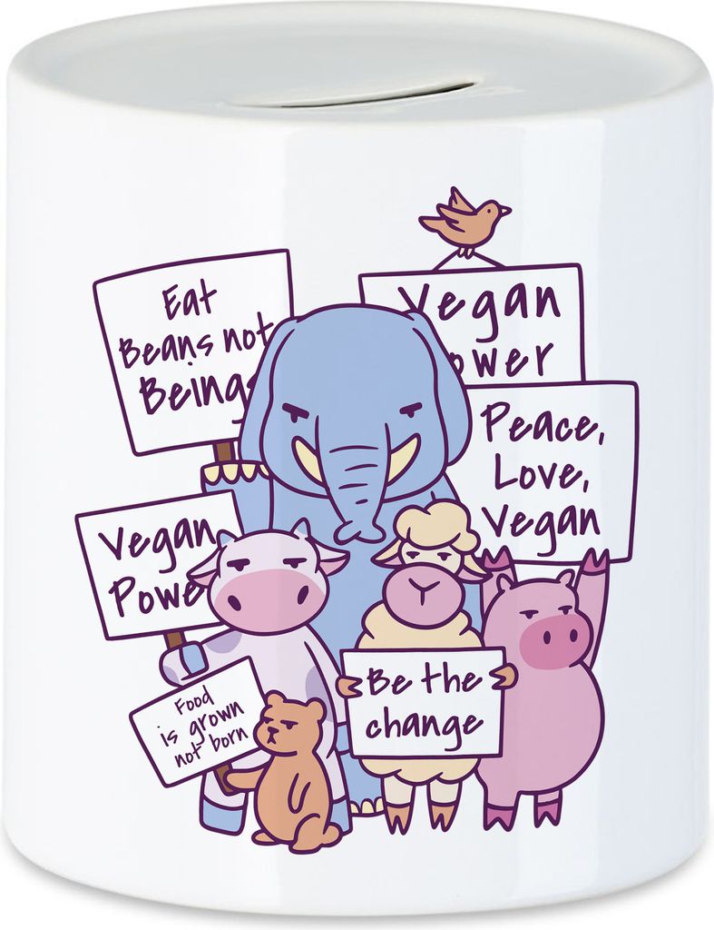 Vegan Power Lustiger Spardose Geschenkidee Plant-Based Tierwohl Protest Tier Demo