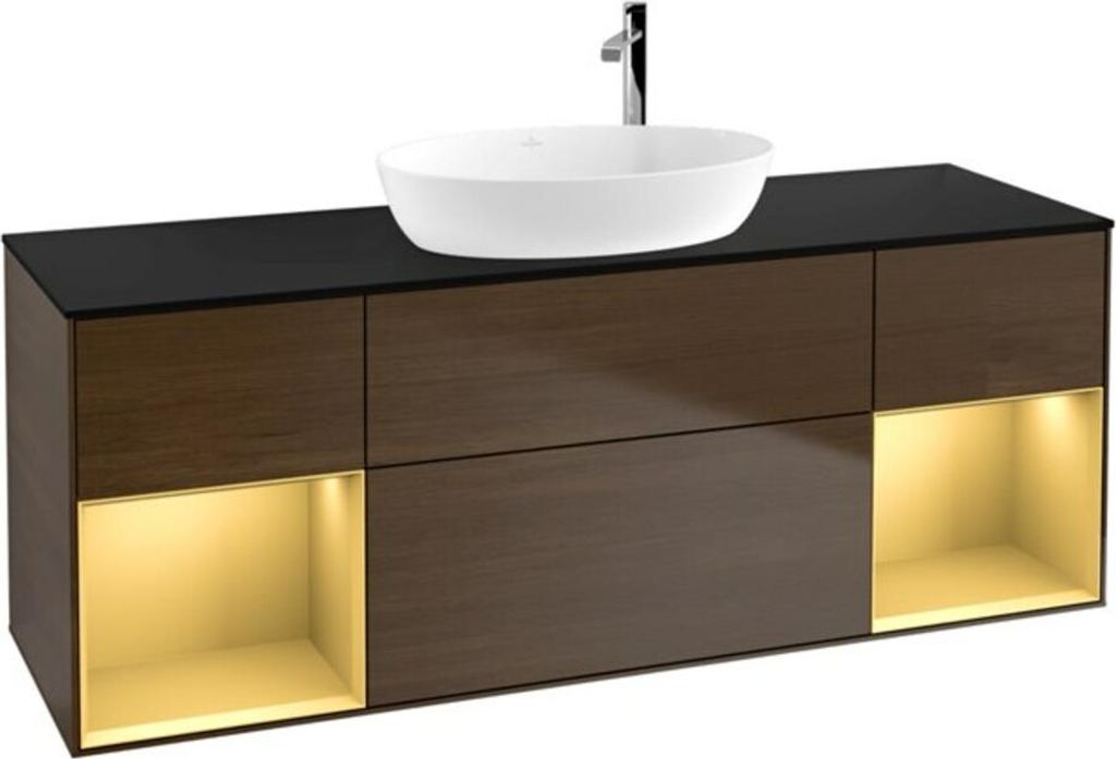 V&B Waschtischunterschrank Wandbeleuchtung Finion 160cm, Pl bla m, Reg gol m Lac, wal ven