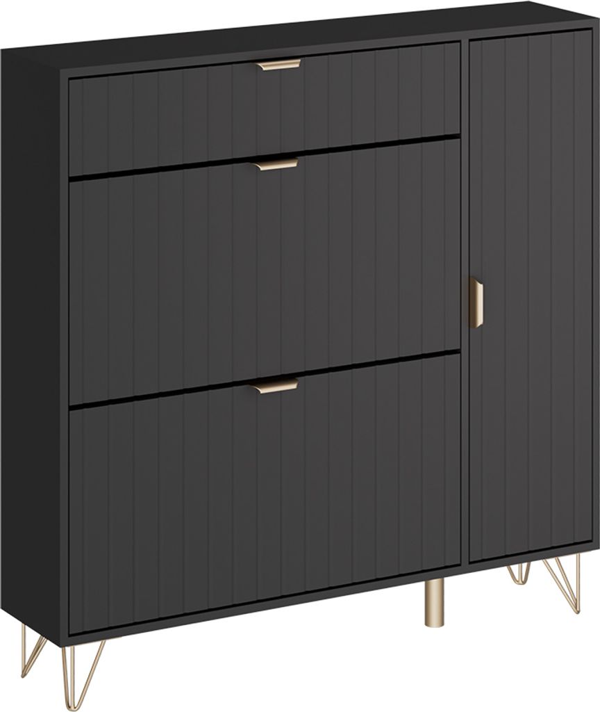Armadio per le scarpe Vicco Helge Nero 108 x 107.5 cm, Immagine del prodotto 
