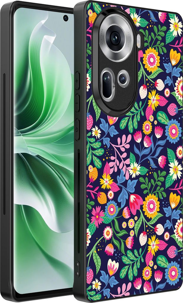 Smartphonica Handyhülle Geeignet für Oppo Reno 11 mit Blumen druck - TPU Rückseite Abdeckung Fall Blumendesign