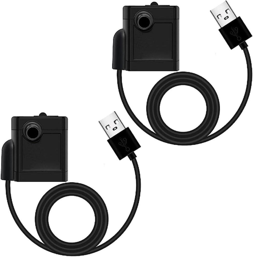 Set mit 2 Mini-USB-Pumpen – 250 l/h, 3 W – ultraleise – 1,5 m Kabel – für Aquarium/Teich/Garten
