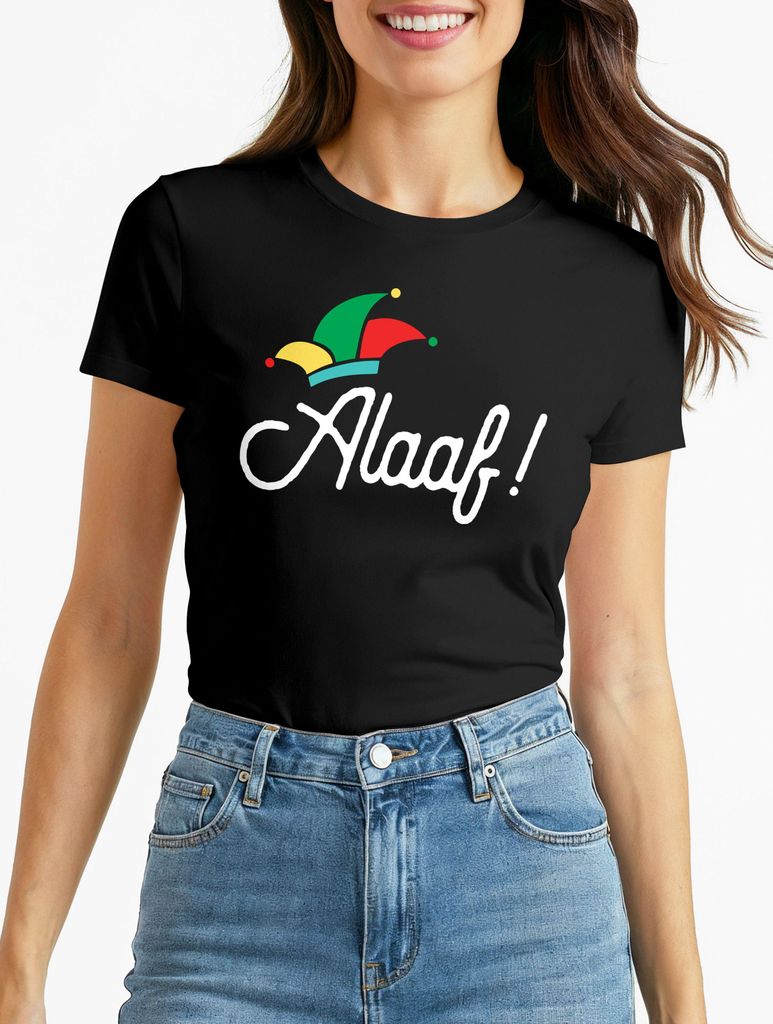 Damen T-Shirt Alaaf Helau Ahoi Karneval Fasching Fasnacht Narrenruf Jeck Narr Last Minute Kostüm Frau Moonworks