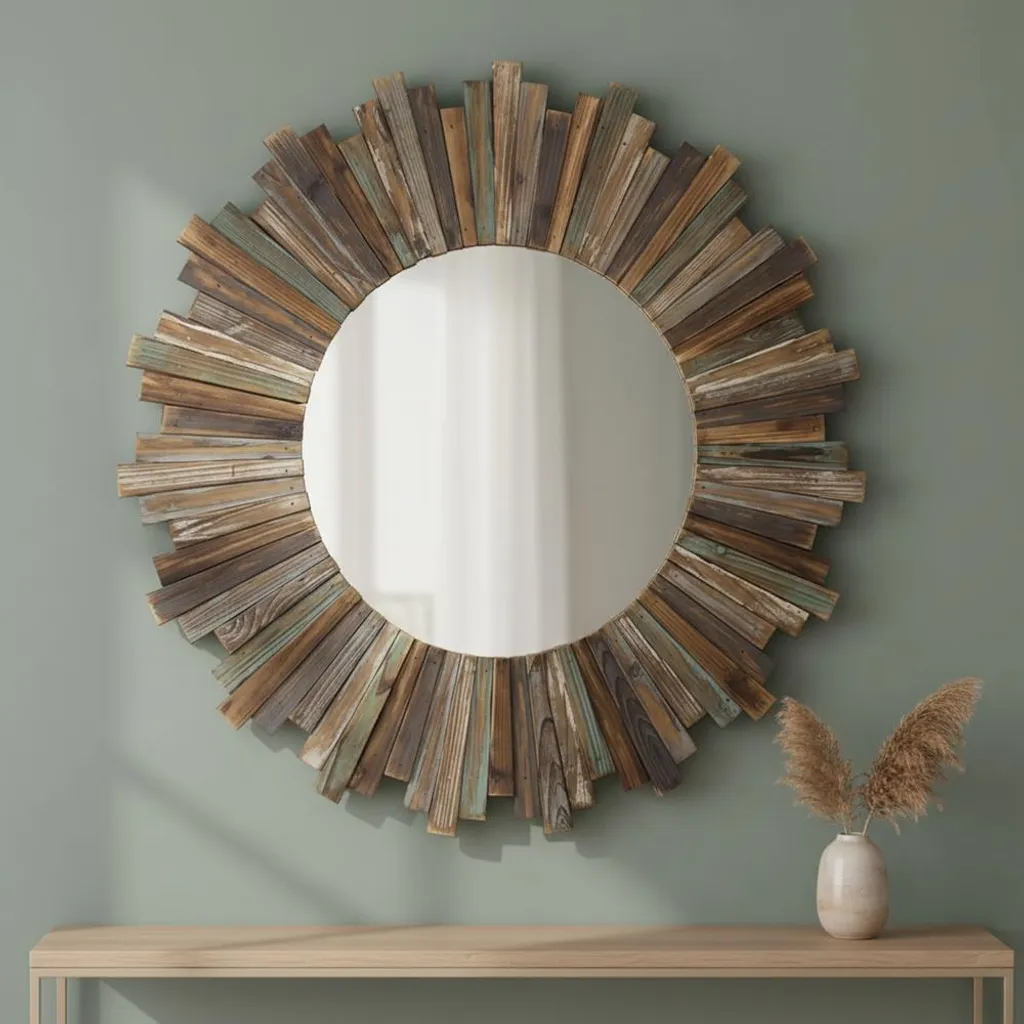 Specchio da parete Mucola 90 CM specchio rotondo da sala specchio decorativo specchio shabby in legno marrone specchio appeso cornice in legno cosmetici legno massiccio barocco antico