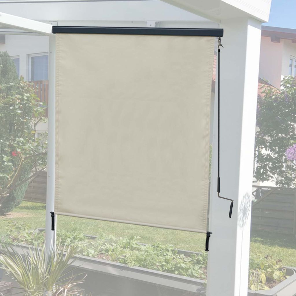 Vertikalmarkise MCW-F42, Senkrechtmarkise Sichtschutz Außenrollo Rollo, UV-Schutz 50 Stoff 250x140cm, creme-beige