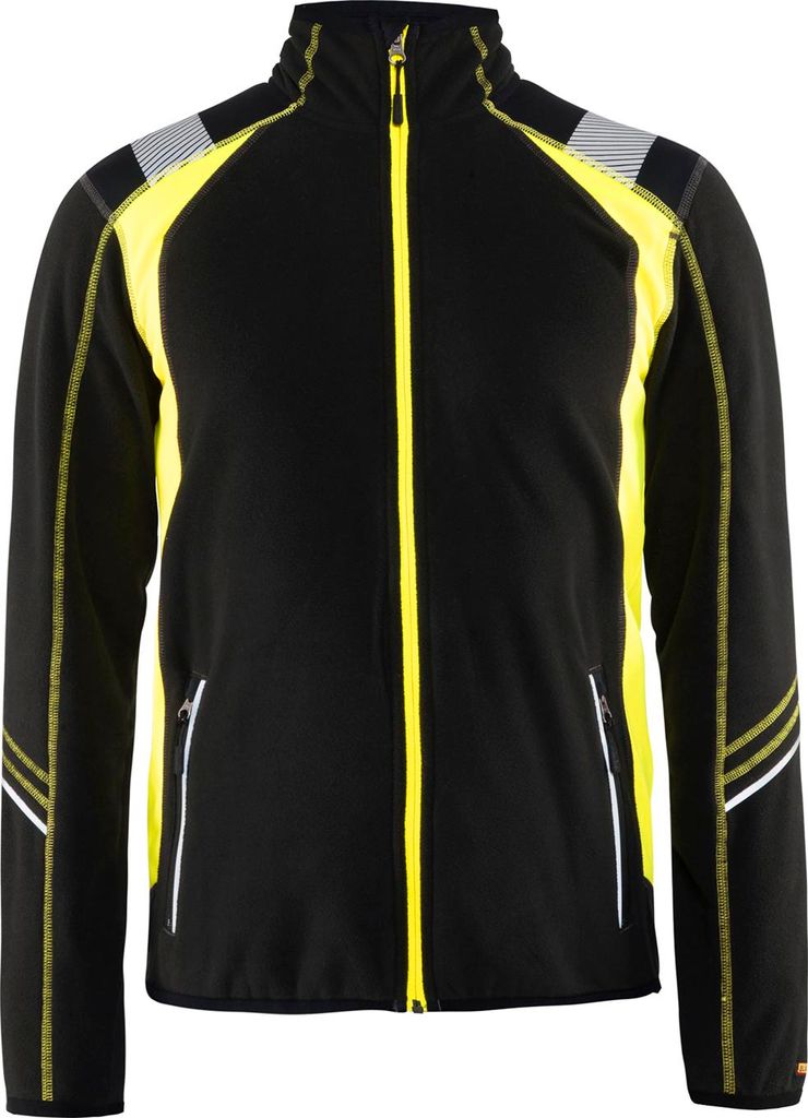 Blakläder Microfleece Jacke 4993 1010 in zwei Farben, Farbe:schwarz/gelb, Größe:2XL