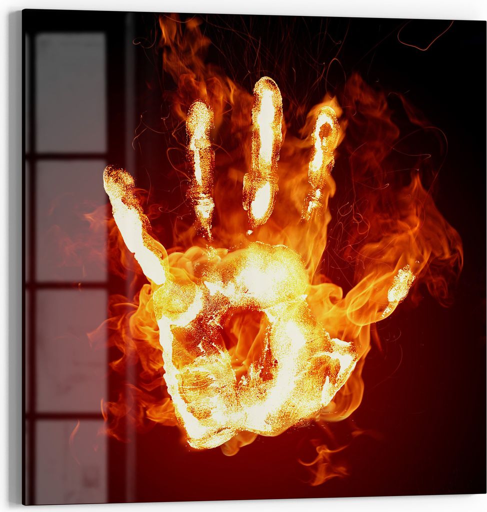 DEQORI Magnettafel Glas 50x50 cm 'Flammende Kraft' beschreibbar Whiteboard Pinnwand Küche