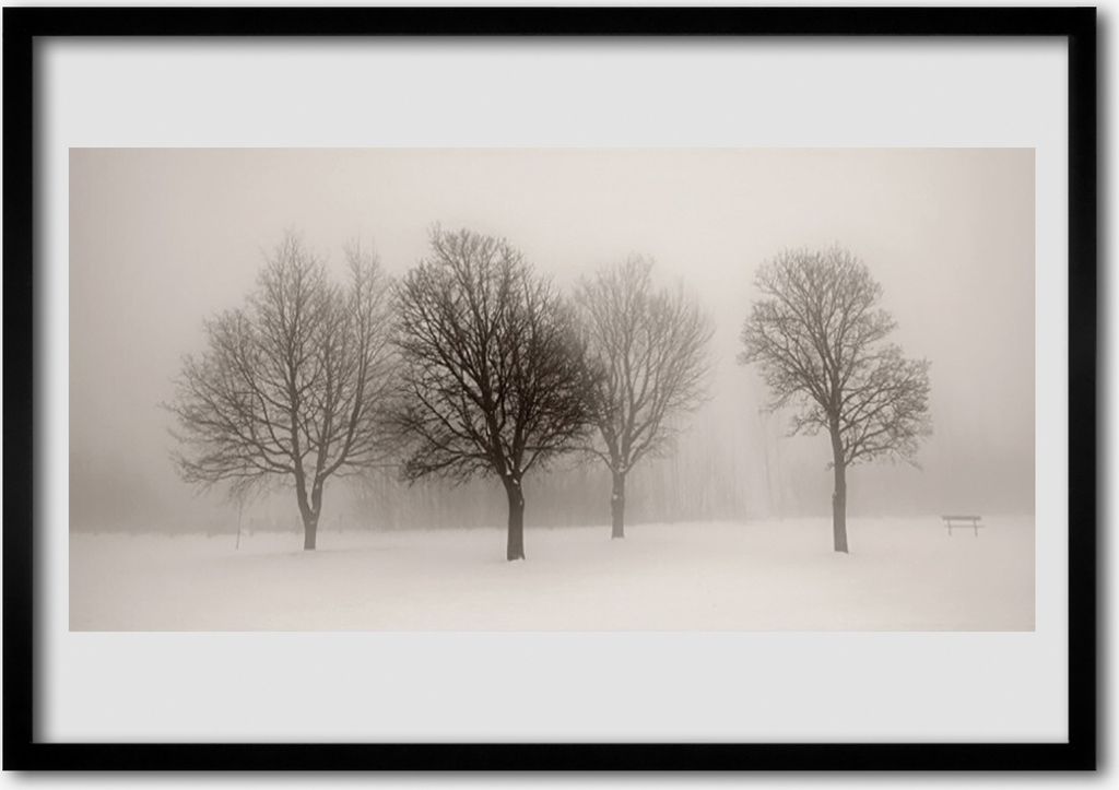 Bild 70x50 MDF-Rahmen Wandkunst Schnee-Landschaft Bäume