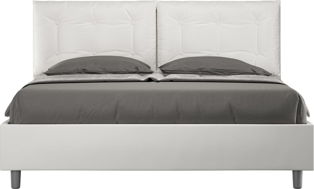 ITYHOME - Gepolstertes Bett ohne Lattenrost 160x210 mit Kunstlederbezug Weiß Annalisa