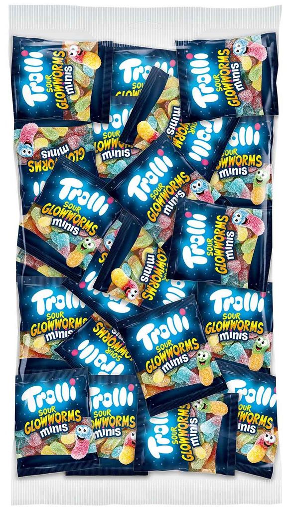 Trolli Sour Glowworms 100x10g sacchetto, per carnevale o Immagine del prodotto 